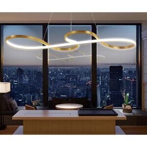 Modern LED Acrylic Chandelier, Dimmable Remote Control Pendant Light Fixture New